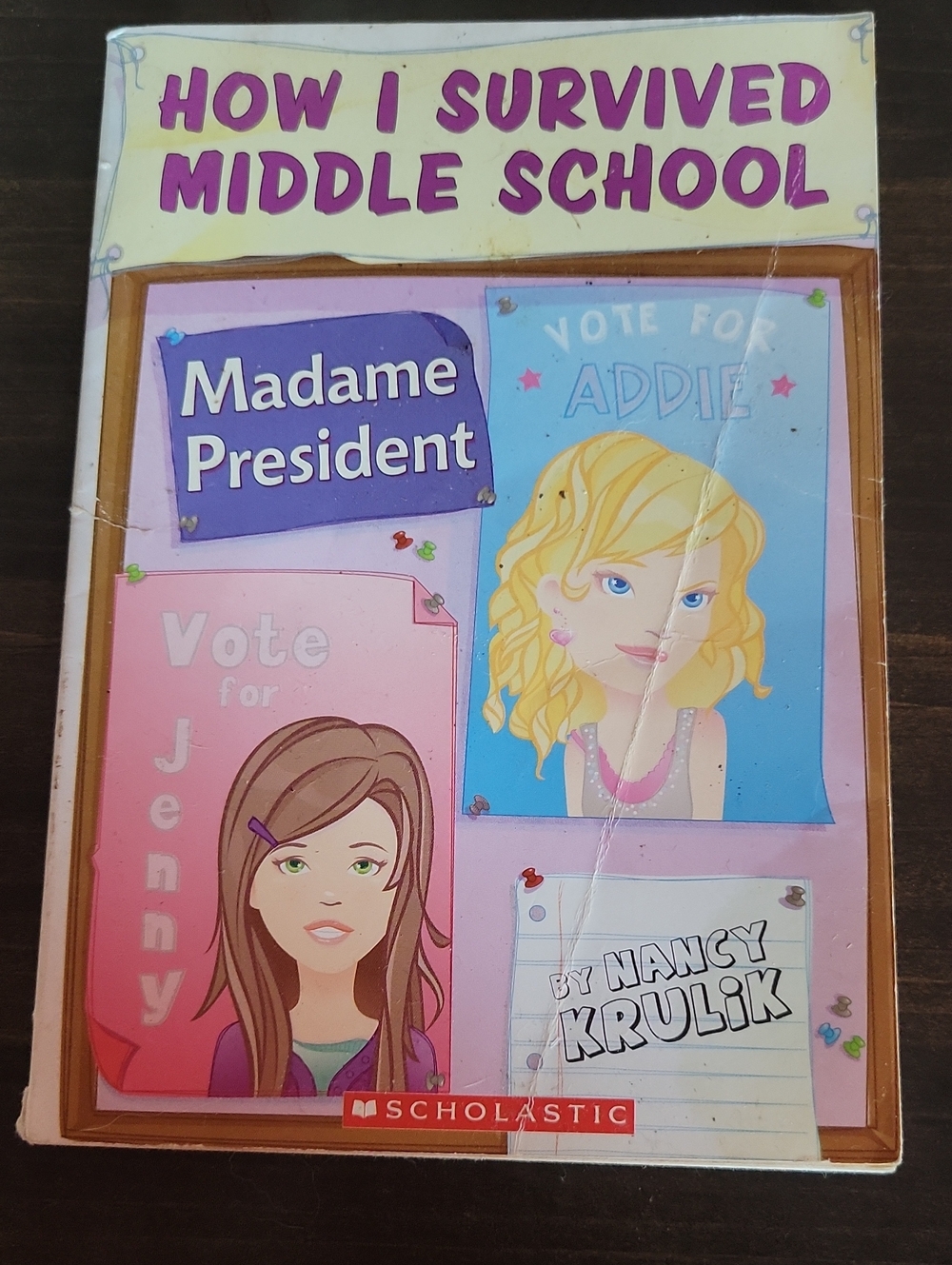 Scholastic How I Survived Middle School Book Cover in Pink, Purple & Blue